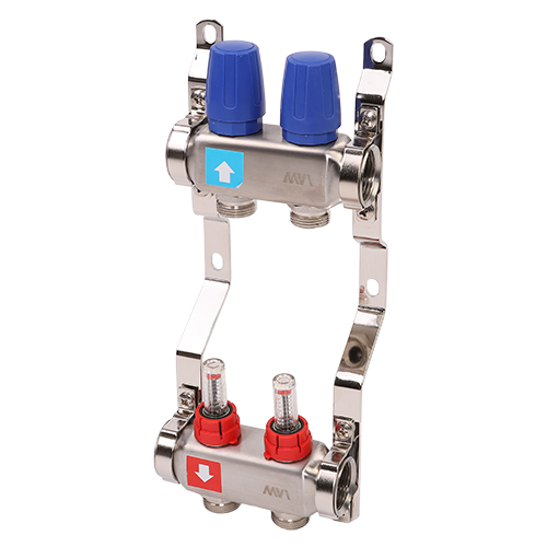 Коллектор из нержавеющей стали в сборе с расходомерами 1"-3/4", 2 выхода MVI