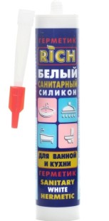 Санитарный силиконовый герметик (280 ml) белый RICH
